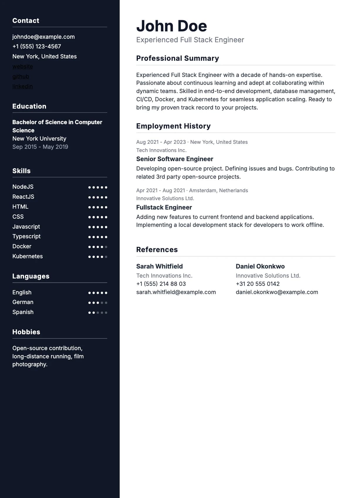 Erlik resume template